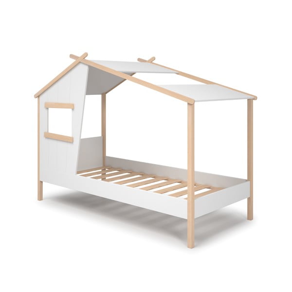 Biela domčeková detská posteľ z borovicového dreva 90x190 cm Luba – Marckeric-image-4