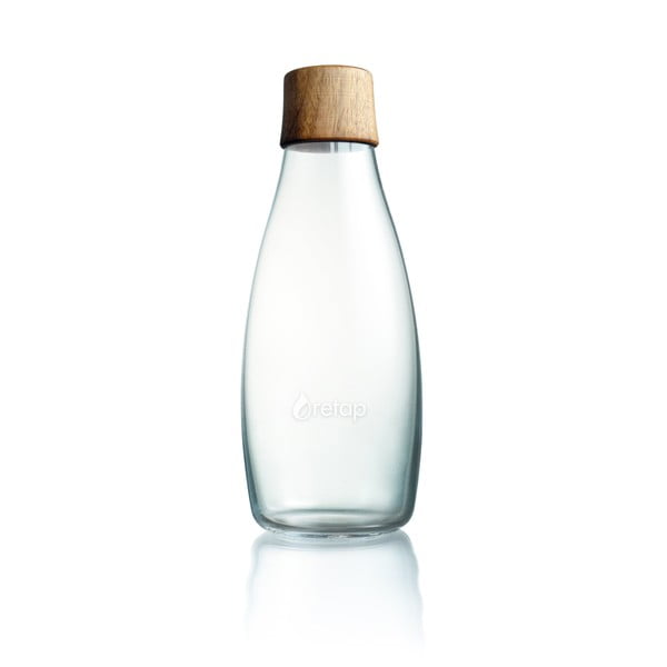 Sklenená fľaša s dreveným vekom s doživotnou zárukou ReTap, 500 ml