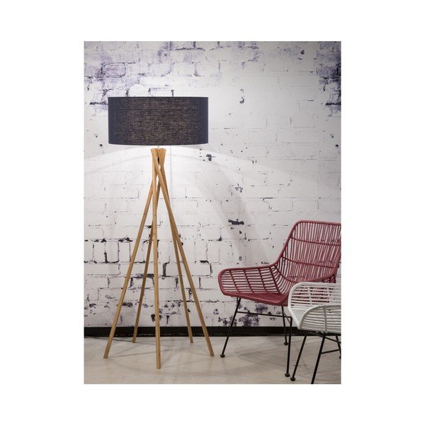 Stojacia lampa s modrým tienidlom a konštrukciou z bambusu Good&Mojo Kilimanjaro-image-1