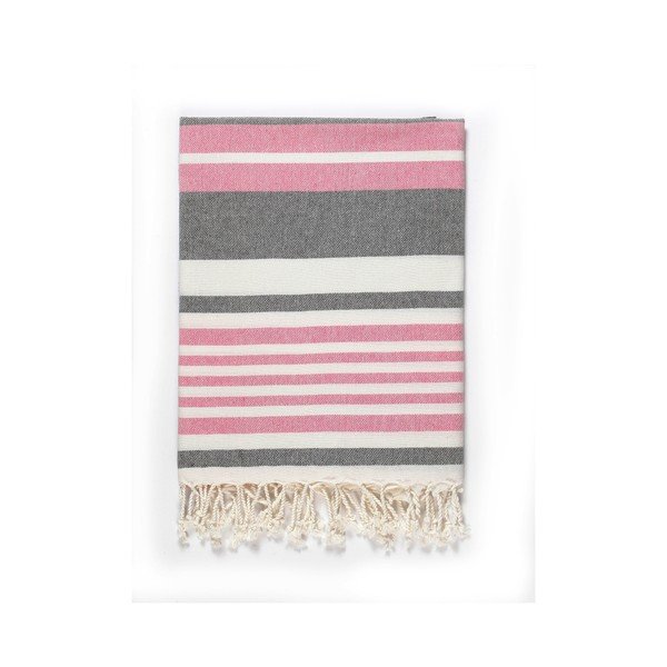 Ružovo-sivá osuška s prímesou bavlny Kate Louise Cotton Collection Line Pink Grey, 100 × 180 cm-image-1