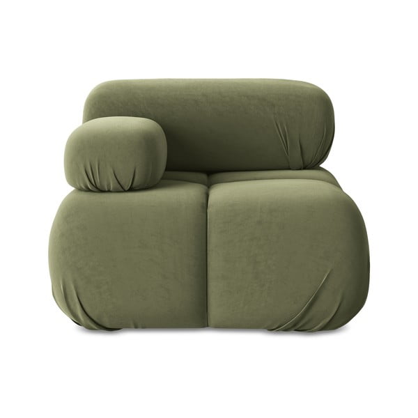 Svetlozelený zamatový modul pohovky (ľavý roh) Lokua – Makamii