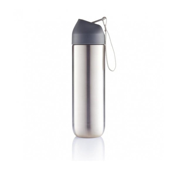 Sivá fľaša na vodu z antikoro ocele XD Design Neva, 500 ml-image-1