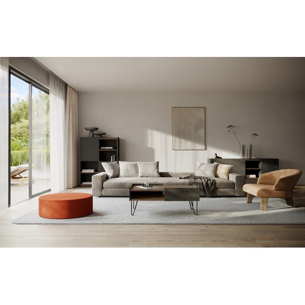 Hnedo-čierna knižnica v dekore orecha 180x83 cm Nina – TemaHome-image-1