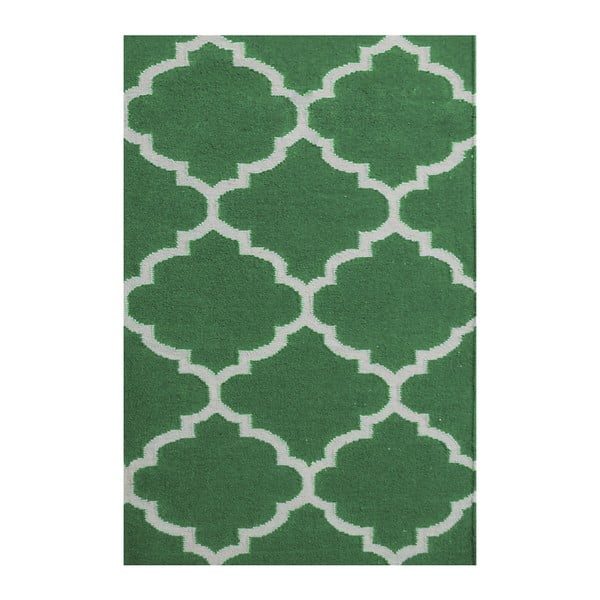 Zelený vlnený koberec Elizabeth, 90 x 60 cm