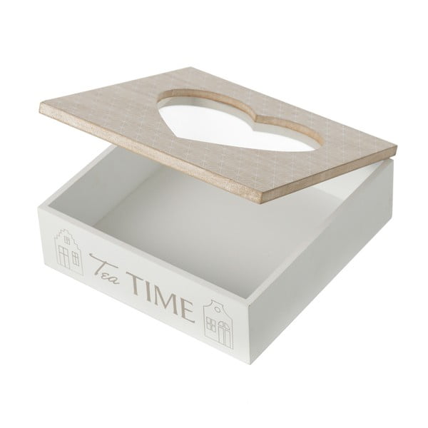 Biely box z dreva so skleneným vekom Unimasa, 20 x 7 cm