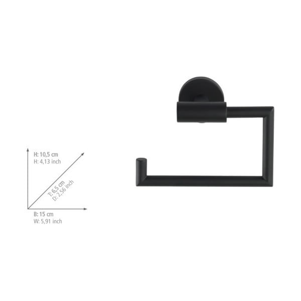 Matne čierny samodržiaci držiak na toaletný papier z nehrdzavejúcej ocele Bosio – Wenko-image-1