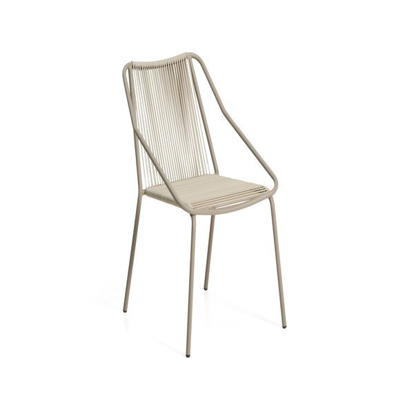 Krémovobiela/taupe záhradná stolička Zivia – Kave Home-image-3