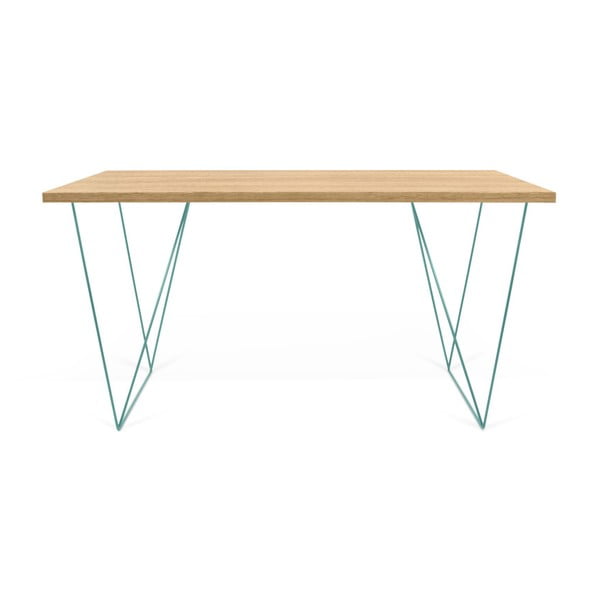 Pracovný stôl so zelenými nohami TemaHome Flow, 140 x 75 cm