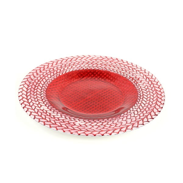Červený sklenený tanier Unimasa Festive, ø 33 cm