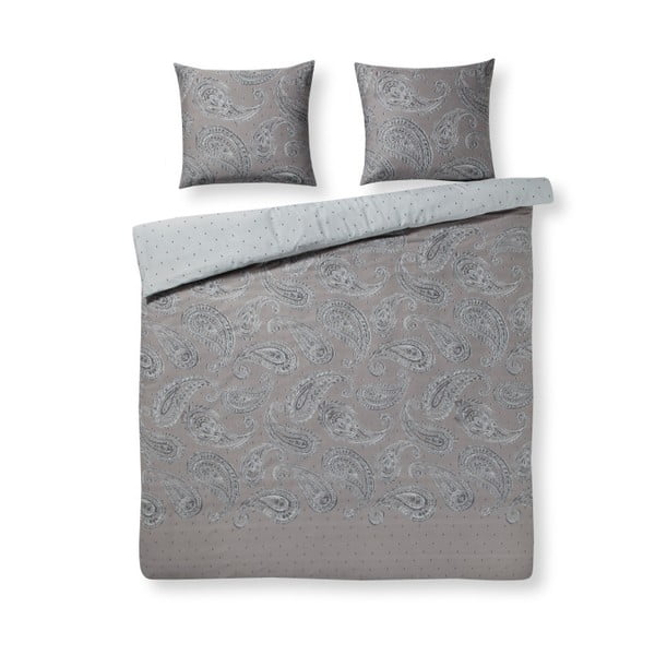 Sivé posteľné obliečky na jednolôžko z bavlneného saténu Ekkelboom Dolly, 140 × 200 cm