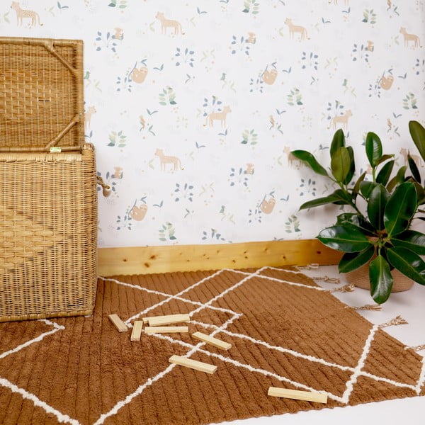 Hnedý ručne vyrobený koberec z bavlny Nattiot Lassa, 100 x 150 cm-image-2