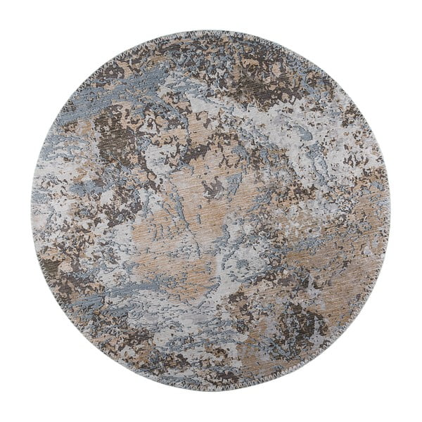 Svetlohnedý umývateľný okrúhly koberec ø 120 cm – Vitaus