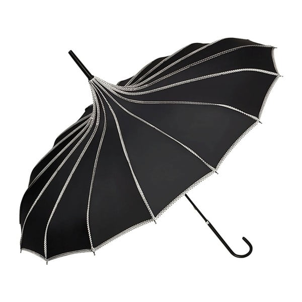 Čierny dáždnik s rúčkou Von Lilienfeld Pagoda Justine, ø 90 cm