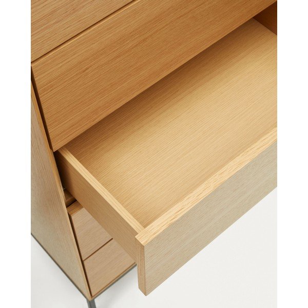 Vysoká komoda v dekore duba v prírodnej farbe 60x114 cm Vedrana – Kave Home-image-4