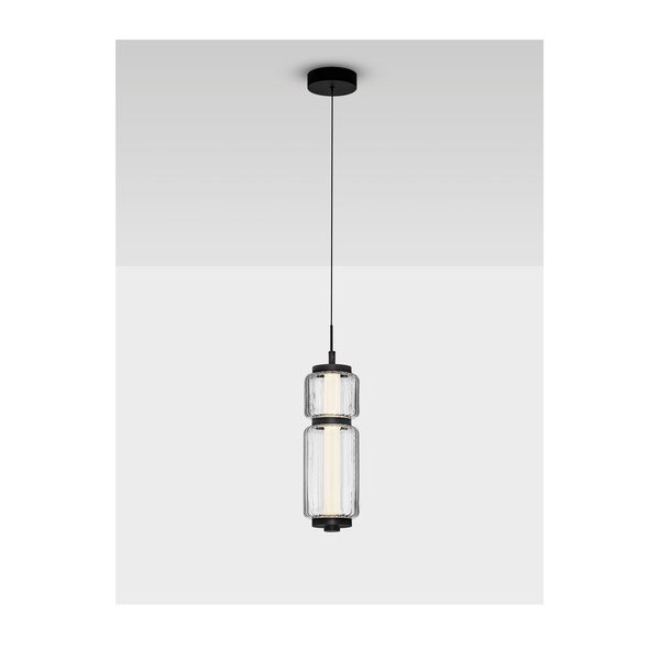 Matne čierne sklenené LED závesné svietidlo ø 12 cm Liesa – Nova Luce-image-3