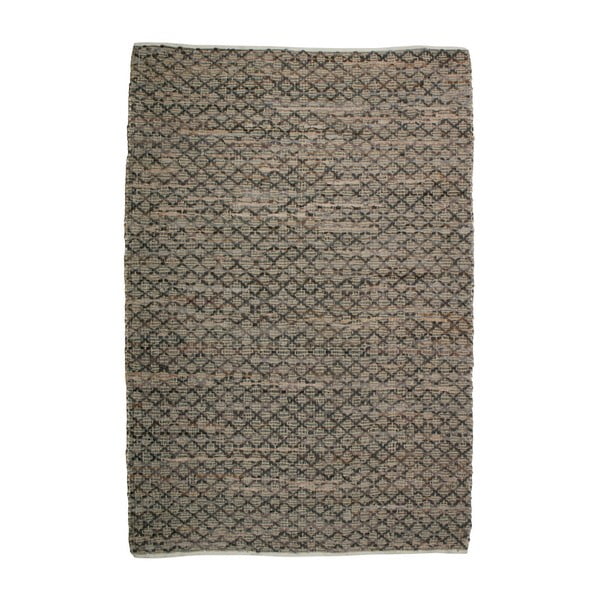 Hnedý koberec z kože a juty De Eekhoorn Twined, 240 × 170 cm