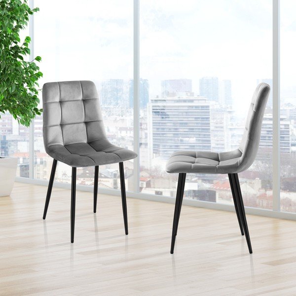 Sivé zamatové jedálenské stoličky v súprave 2 ks Faffy – Tomasucci-image-4