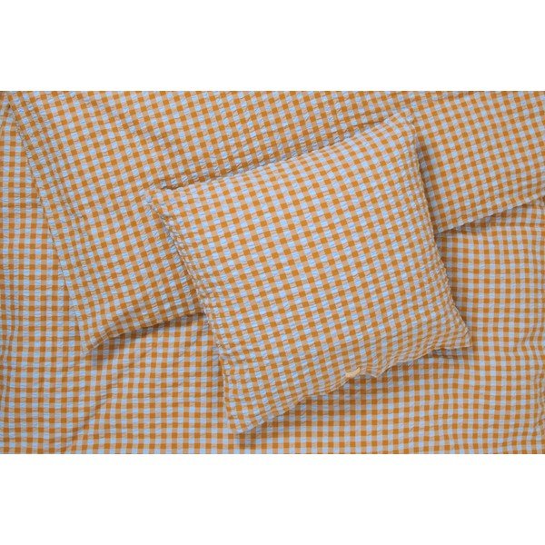 Okrovožlto-svetlomodré krepové obliečky na jednolôžko 140x200 cm Bæk&Bølge – JUNA-image-2