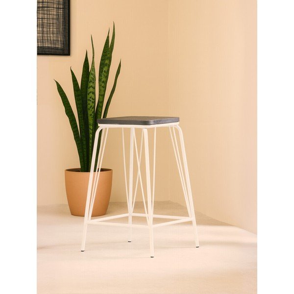 Biela/v tmavo prírodnej farbe stolička z brestového dreva District – Premier Housewares-image-1
