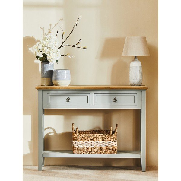 Sivý konzolový stolík z masívu paulownie 34,5x99 cm Henley – Premier Housewares-image-3