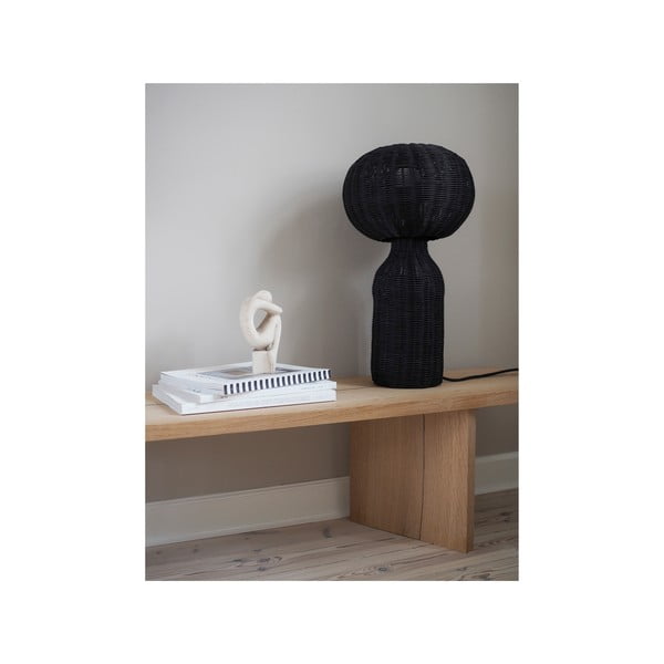Čierna stolová lampa s ratanovým tienidlom (výška  43 cm) Werna – Villa Collection-image-2