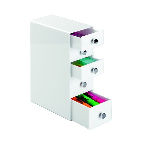 Biela úložná skrinka so zásuvkami InterDesign Drawers Tower, výška 25,5 cm-image-4