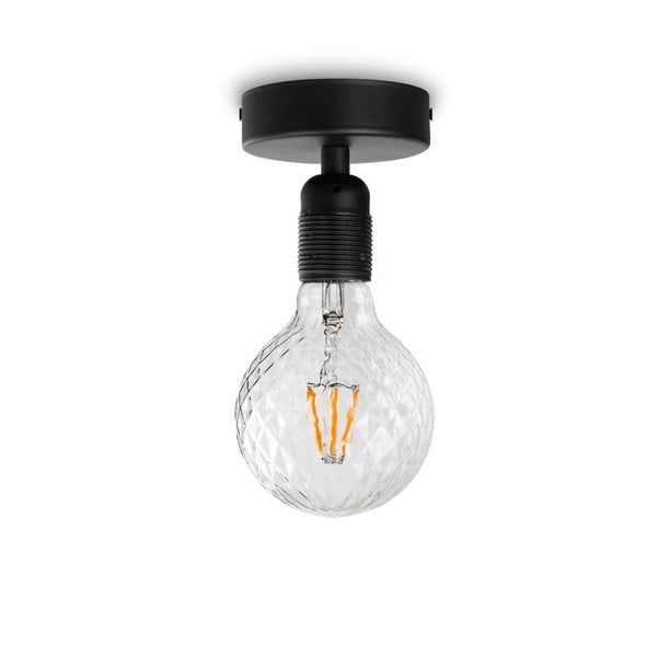 Čierne stropné svietidlo so žiarovkou Bulb Attack Globe Clear