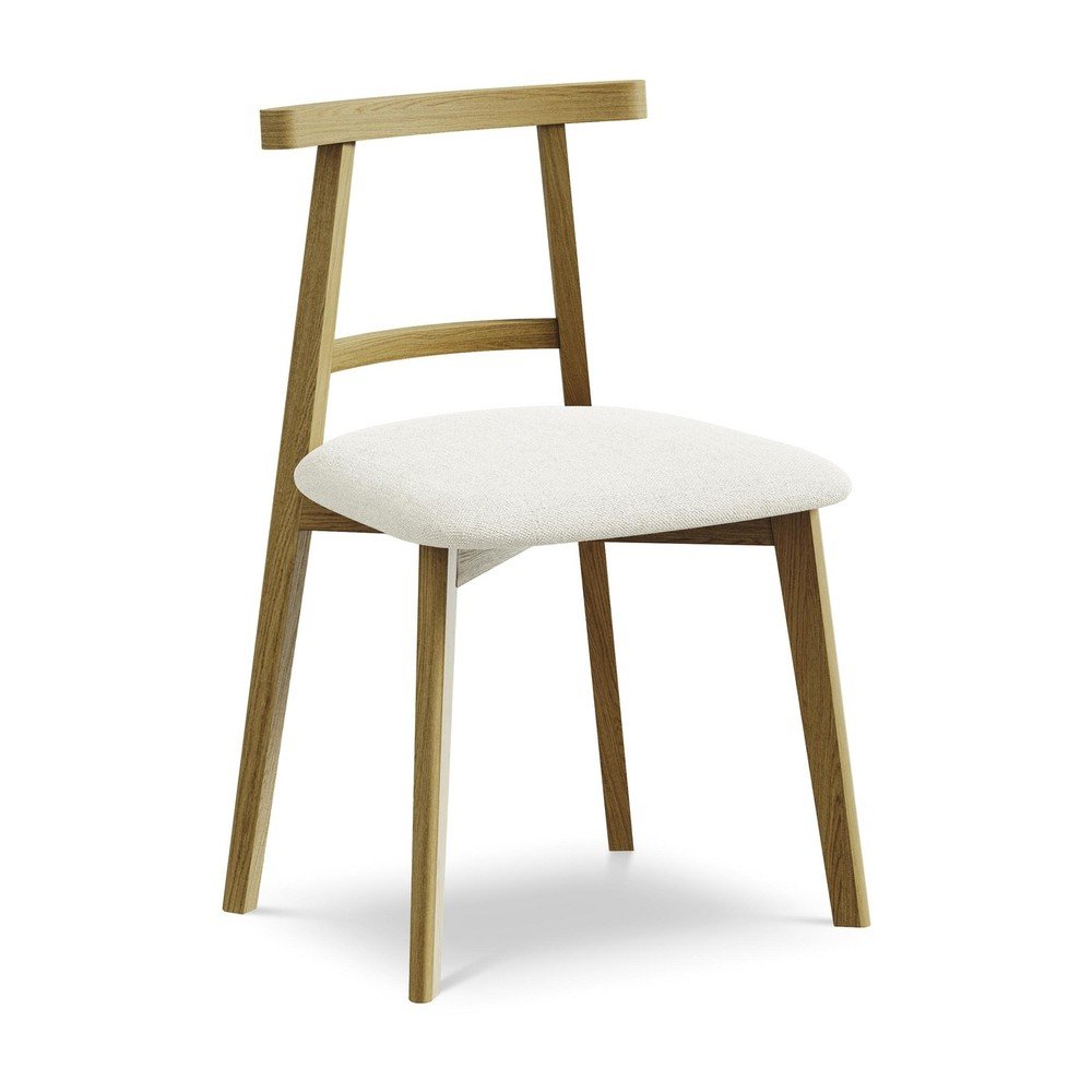 Krémovobiela jedálenská stolička z masívneho dreva Ohelo – Makamii