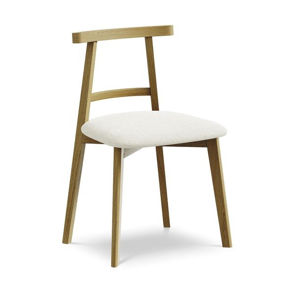 Krémová jedálenská stolička z masívneho dreva Ohelo – Makamii