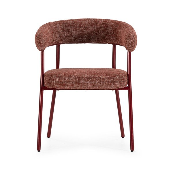 Terakotové čalúnené jedálenské kreslá v súprave s podrúčkami 2 ks Yuri – MOME-image-4