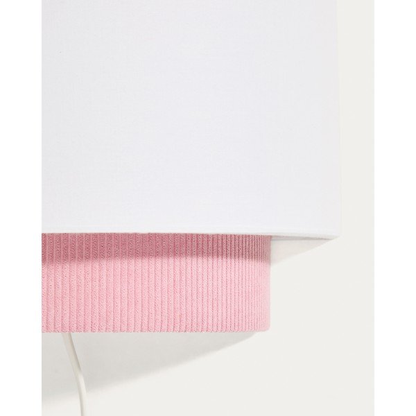 Biele/svetloružové detské nástenné svietidlo s textilným tienidlom Bianella – Kave Home-image-2