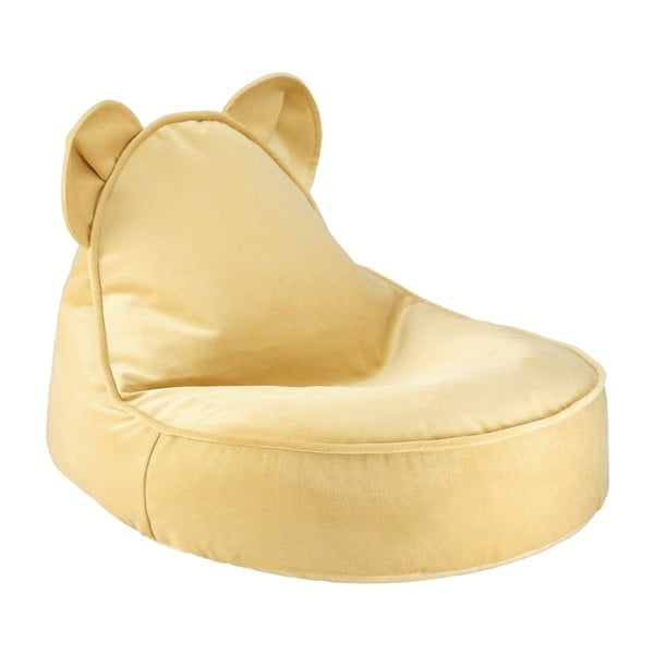 Žltý zamatový detský sedací vak Bear – Wigiwama