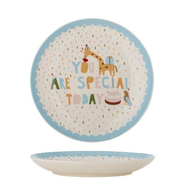 Svetlomodrý/krémovobiely kameninový detský tanier ø 16 cm Celebrate – Bloomingville Mini-image-4