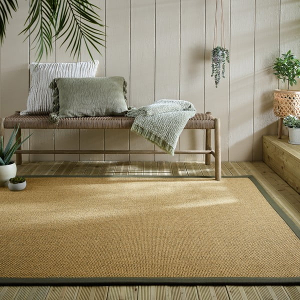 Vnútorný a vonkajší koberec v zelenej a svetlohnedej farbe 160x230 cm Sisal Look – Flair Rugs-image-1