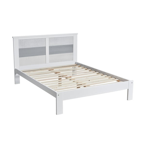 Bielo-sivá dvojlôžková posteľ Marckeric Romantica, 140 × 190 cm