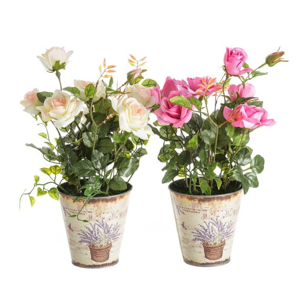 Sada 2 dekoratívnych kvetín v kvetináči Unimasa Artificial