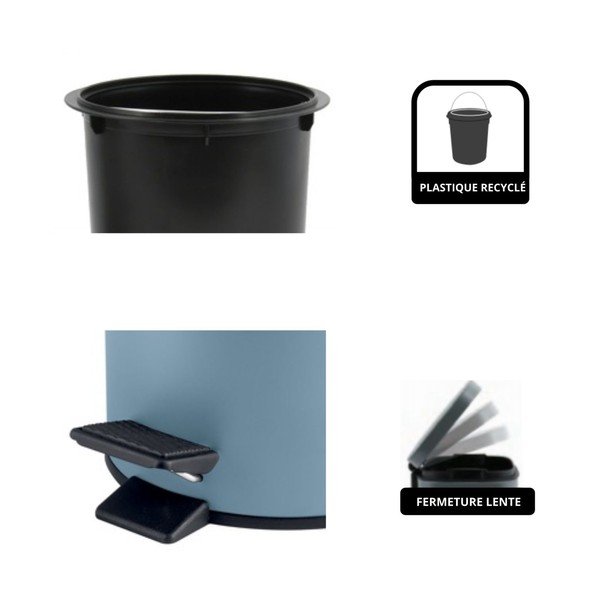 Svetlomodrý nášľapný oceľový odpadkový kôš 3 l Adelar – Spirella-image-3