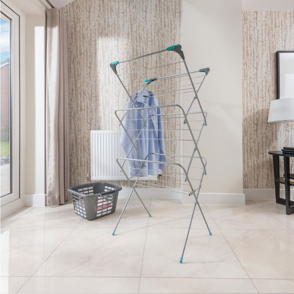 Trojposchodový sušiak na bielizeň v striebornej farbe - Addis-image-2