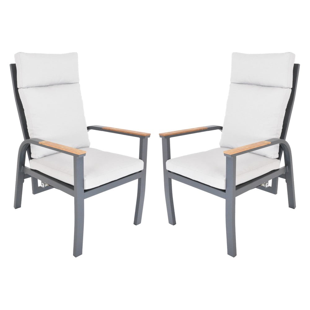 Svetlosivé kovové záhradné stoličky v súprave 2 ks Annecy Duo – Rojaplast