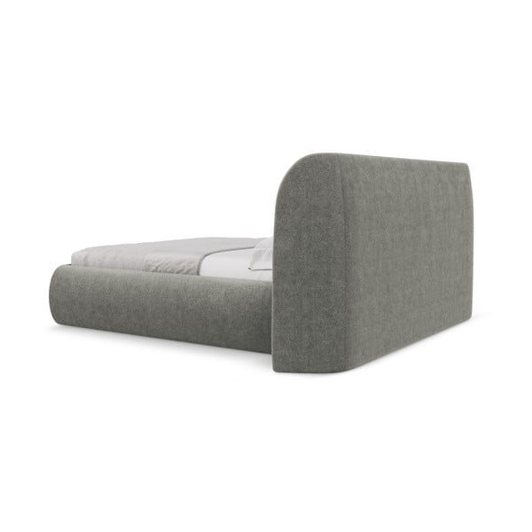 Sivá čalúnená dvojlôžková posteľ s úložným priestorom s roštom 160x200 cm Hauke – Makamii-image-4