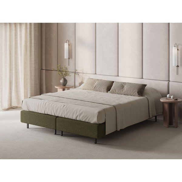 Zelená čalúnená jednolôžková posteľ bez čela 90x200 cm Whale – Micadoni -image-1