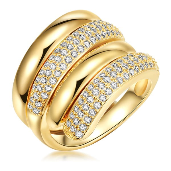 Dámsky prsteň v zlatej farbe so zirkónmi Runway Rea, veľ. 58
