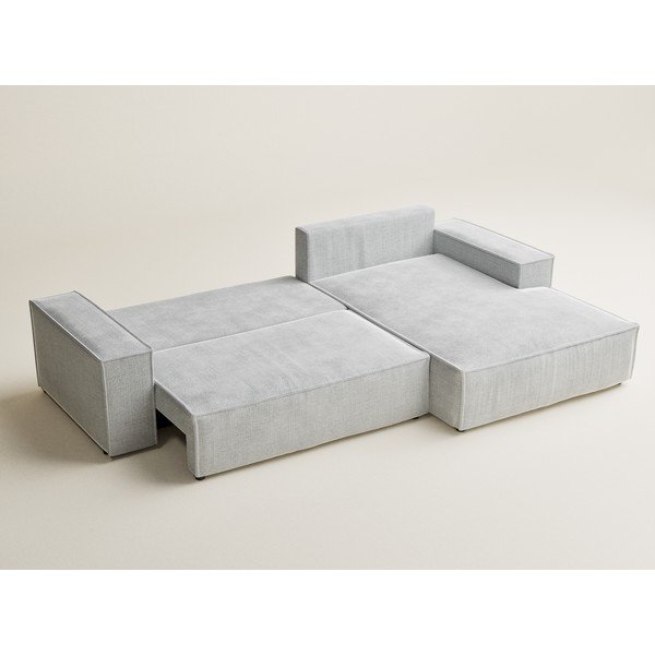 Svetlosivá ženilková rozkladacia/s úložným priestorom rohová pohovka (pravý roh/s leňoškou) Maze – Maison de Rêve-image-4