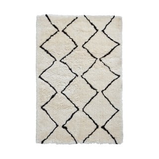 Béžovo-čierny ručne tuftovaný koberec Think Rugs Morocco Lento Ivory & Black, 150 × 230 cm