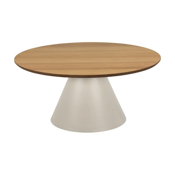 Okrúhly konferenčný stolík s doskou v dubovom dekore v krémovo-prírodnej farbe ø 85 cm Soli – Actona