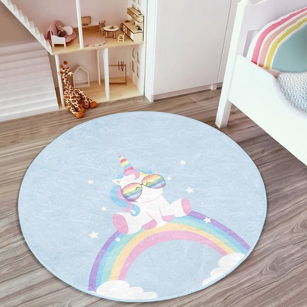 Svetlomodrý detský koberec ø 80 cm Comfort – Mila Home-image-3
