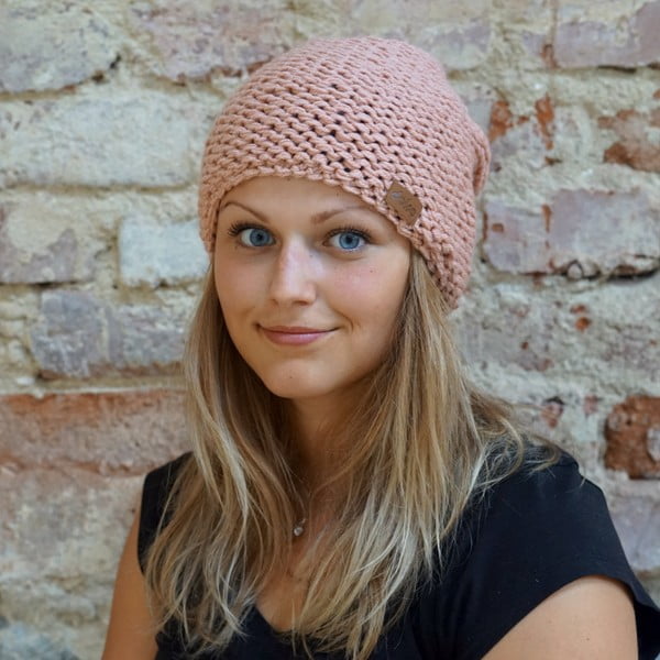 Ružová ručne háčkovaná čiapka DOKE Peach-image-1