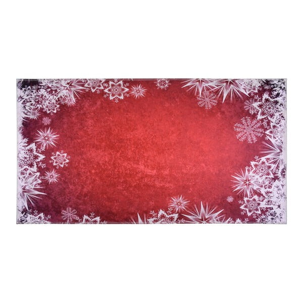 Červeno-biely koberec Vitaus Snowflakes, 80 × 150 cm