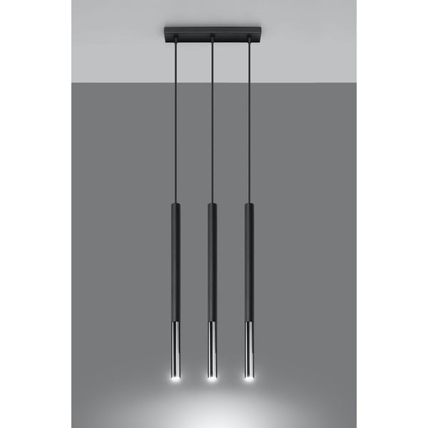 Závesné svietidlo v černo-stříbrné farbe Sollux Asarot 3L-image-3