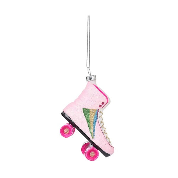 Sklenená ručne vyrobená vianočná ozdoba 8 cm Retro Rollerskate – Sass & Belle
